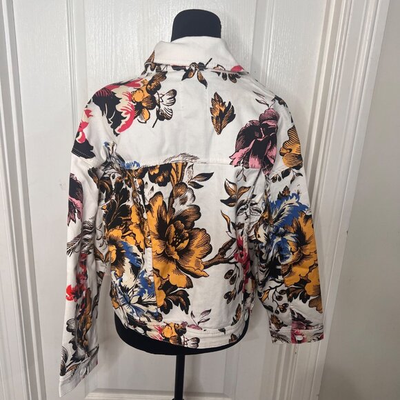 Desigual Women's White Hawaii Floral Print Jeans Jacket Size Large US NWT - Picture 13 of 16